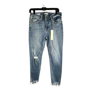 Vigoss Marley Skinny Mid Rise Medium Wash Distressed Jeans Size 31
